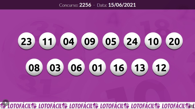 Tela de resultados - Lotofacil