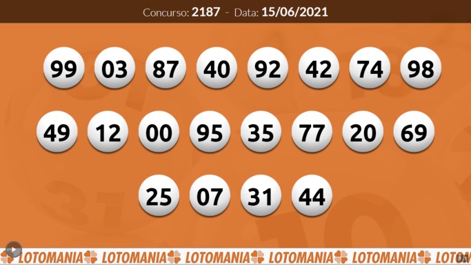 Tela de resultados - Lotomania